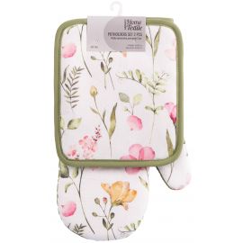 Набір прихваток для кухні ARDESTO Spring flowers 18х20см, 18х30см, 100% поліестер (верх), 100% бавовна (низ), білий