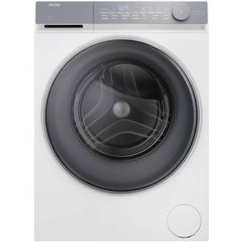 Пральна машина Haier фронтальна, 9кг, 1400, B, 45.2см, дисплей, пара, інвертор, люк сірий, прямий привід, білий