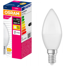 Лампа OSRAM LED E14 6.8Вт 3000К 806Лм В60 VALUE