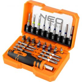 Біти Neo Tools 1/4", бітотримач, PH,R,HT,TT, кейс набір 31шт