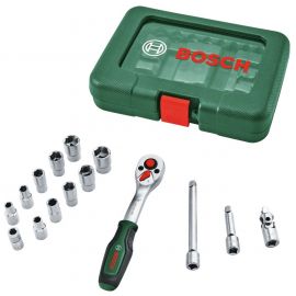 Набір торцевих головок Bosch, 1/4" з тріскачкою 15шт 0.574кг