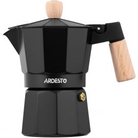 Гейзерна кавоварка Ardesto Midori, 120мл, 3 чашки, алюміній, бамбук