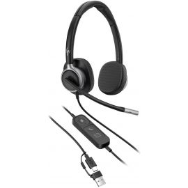 Гарнітура комп'ютерна стерео On-ear HP Poly Mission 625, USB-A, USB-C, 2 x Uni-mic, AI noise reduction, Teams, Zoom, Google Meet, чорний