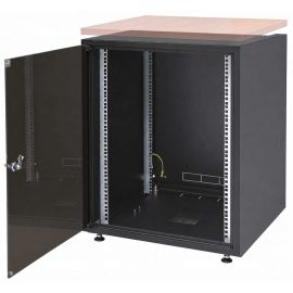 Шафа ZPAS 19", 12U, SJB, передні скляні двері, без стільниці, 600x600 мм, максимально 30кг, чорна