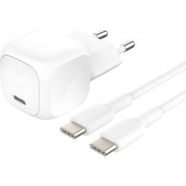 Зарядний пристрій мережевий Belkin 20Вт USB-С PD PPS, кабель USB-С > USB-C, 1м, PVC, білий