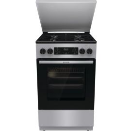 Плита Gorenje комбінована, 70л, 50x60см, металева кришка, дисплей, IconLed, емальовані, сірий