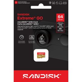 Карта пам'яті SanDisk microSD   64GB C10 UHS-I U3 A2 V30 R170/W80MB/s Extreme GO