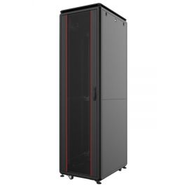 Шафа MIRSAN 19", 42U, GTV, скляні двері, 800x800 мм, максимально 2000 кг, чорна