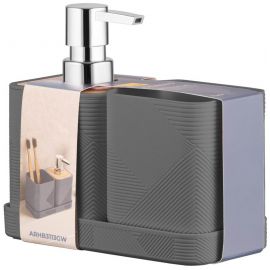 Набір для ванної кімнати Ardesto Minimalism 420мл, 3 предмети, поліпропілен, бамбук, сірий темний