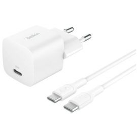 Зарядний пристрій мережевий Belkin 25Вт USB-С PD PPS, кабель USB-С > USB-C, 1м, PVC, білий